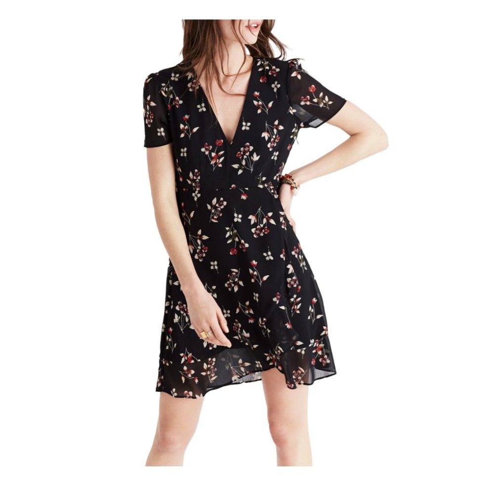 Madewell Posy Floral Ruffle V-Neck Dress Size 10